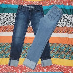 AG Adriano Goldschmied The Stevie Cuff Slim Straight Cuffed Jeans Bundle Size 25